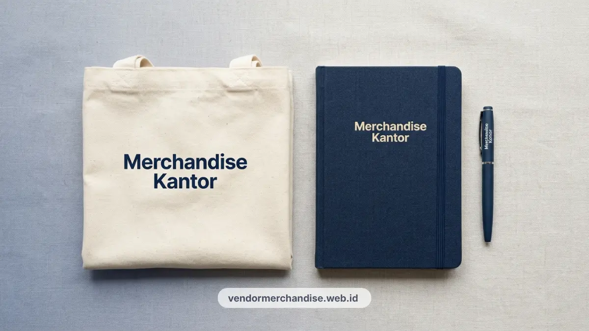 Ilustrasi tote bag kanvas dengan logo instansi