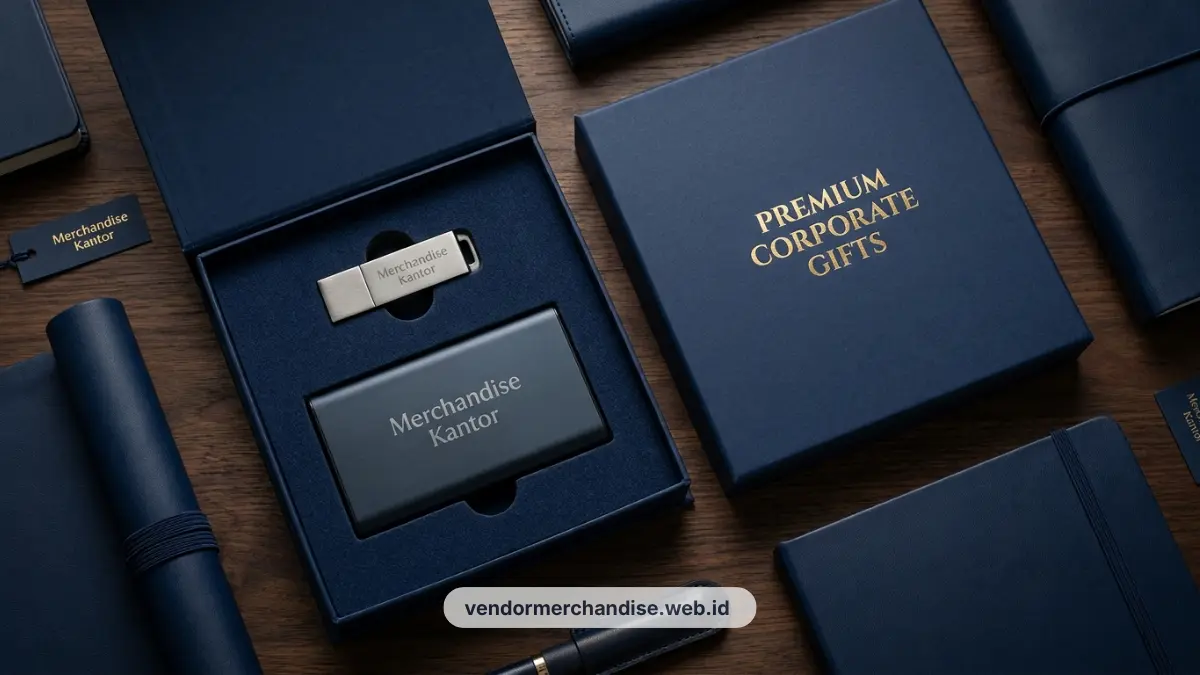 Ilustrasi flashdisk dan powerbank premium
