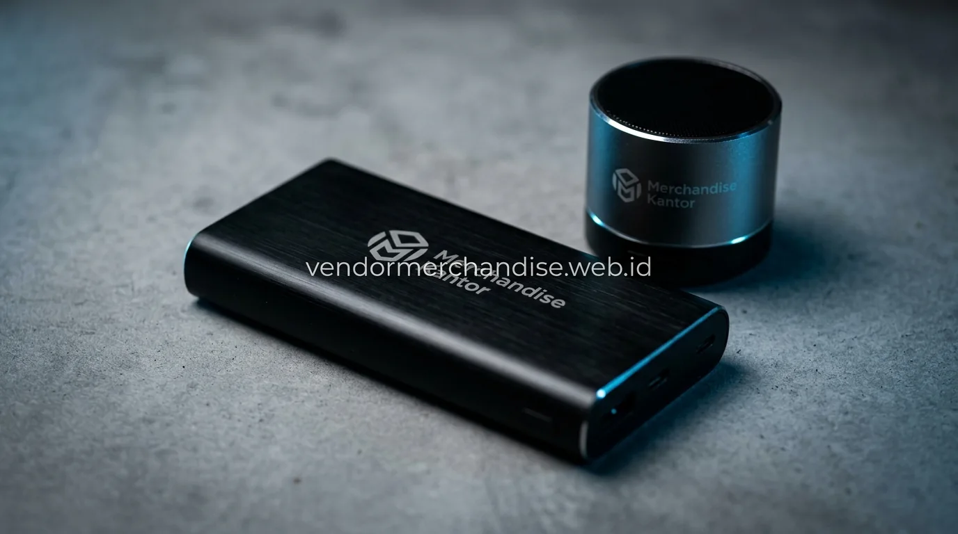 Giveaway promosi brand dengan custom logo dari Merchandise Kantor