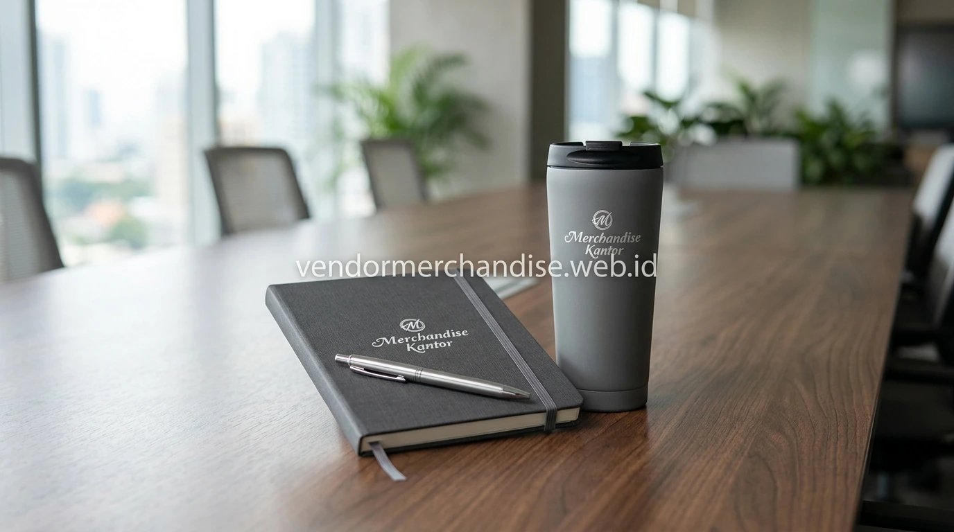 notebook dan tumbler sebagai souvenir seminar perusahaan