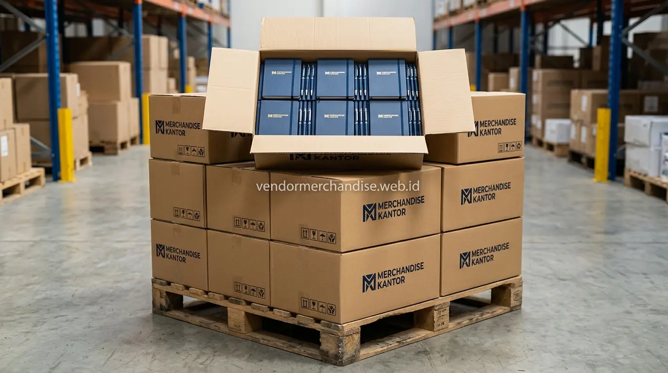 stok merchandise dalam jumlah besar siap dikirim