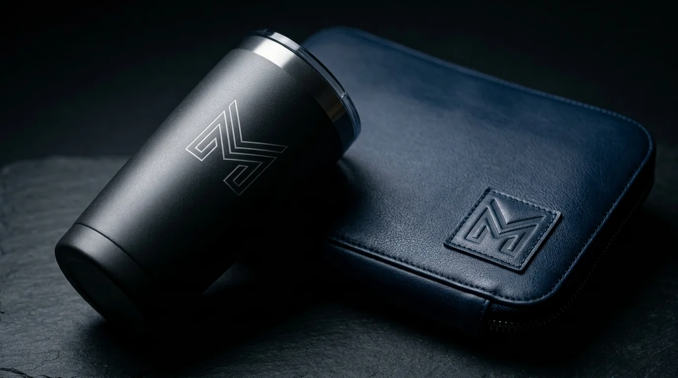 Ilustrasi tumbler dan pouch VIP loyalitas pelanggan
