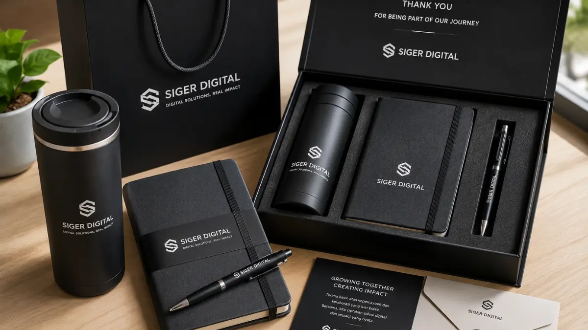 Merchandise kantor untuk karyawan dan partner bisnis