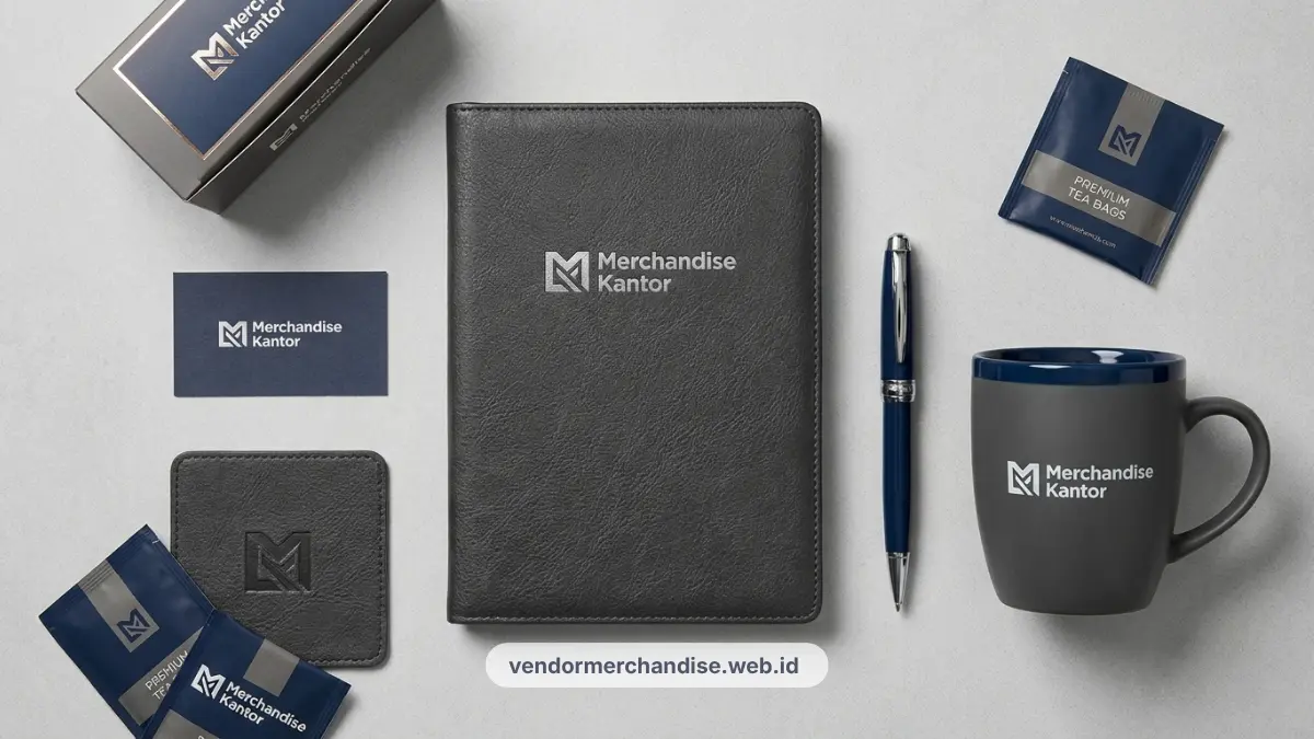 Ilustrasi set merchandise notes pulpen