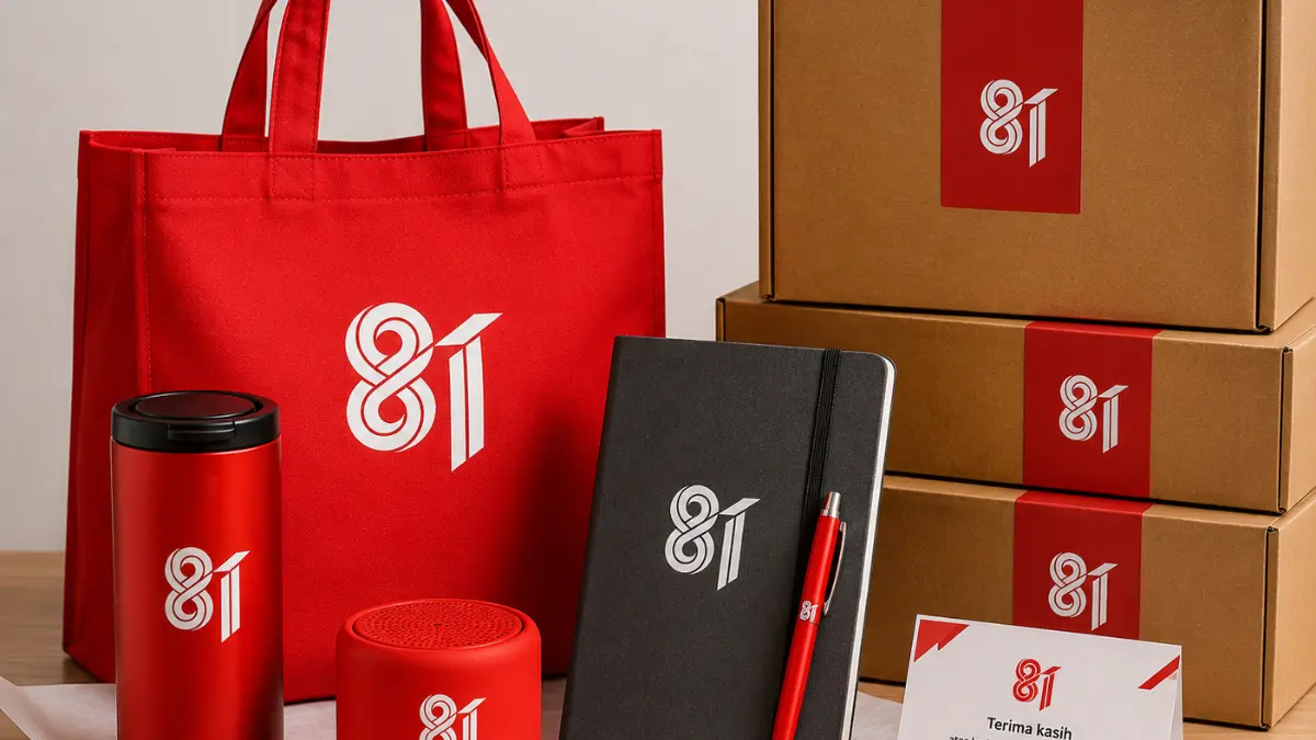 Paket merchandise kantor siap kirim untuk perusahaan