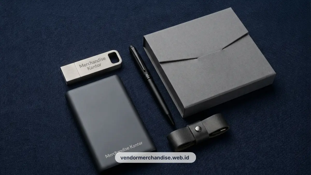 Ilustrasi merchandise kantor premium