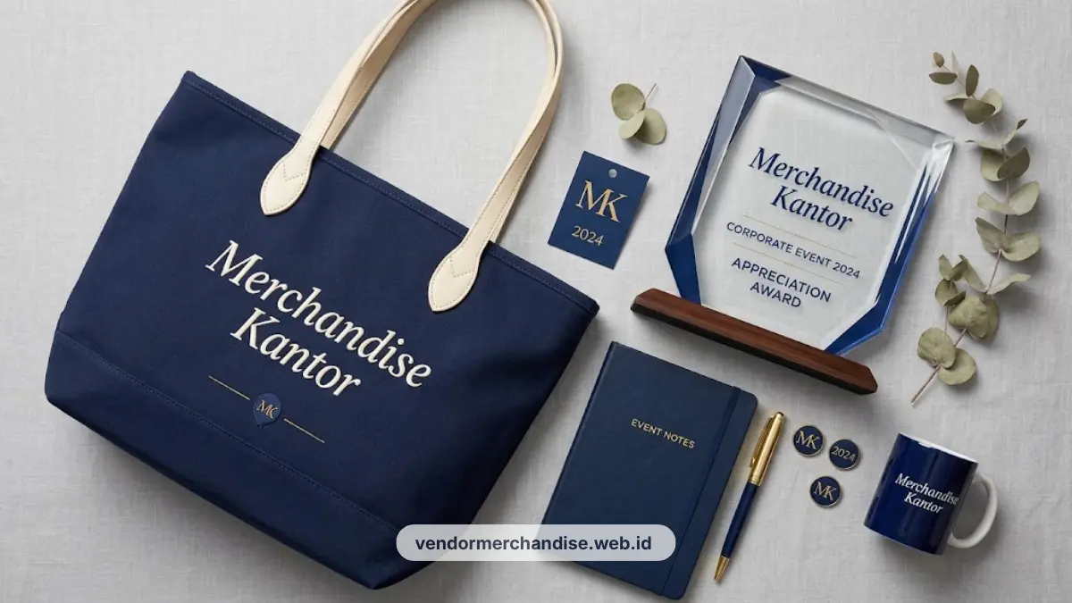 Ilustrasi tas tote bag dan plakat premium